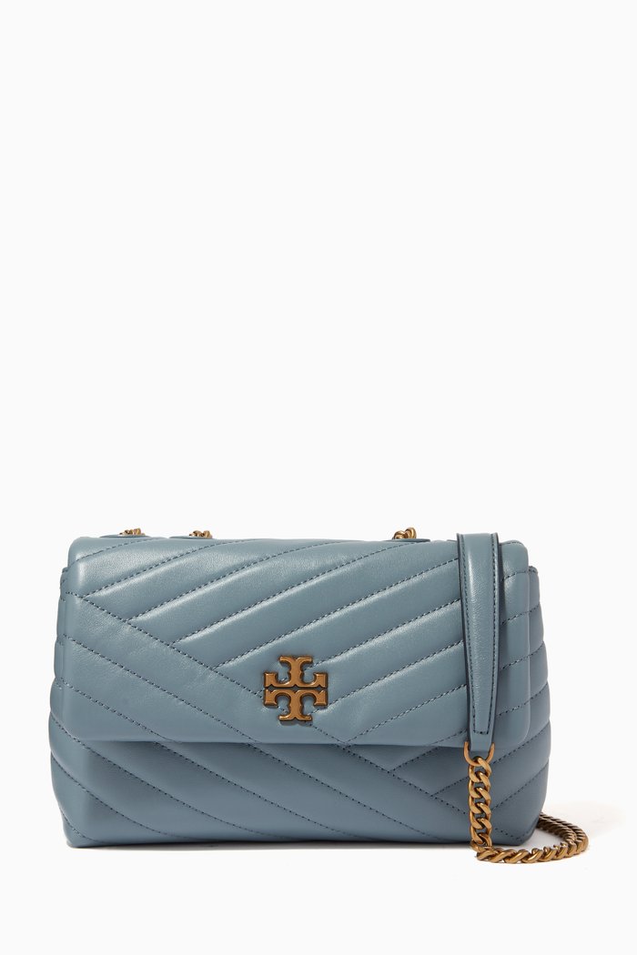 

Kira Chevron Small Convertible Bag in Quilted leather, Blue
