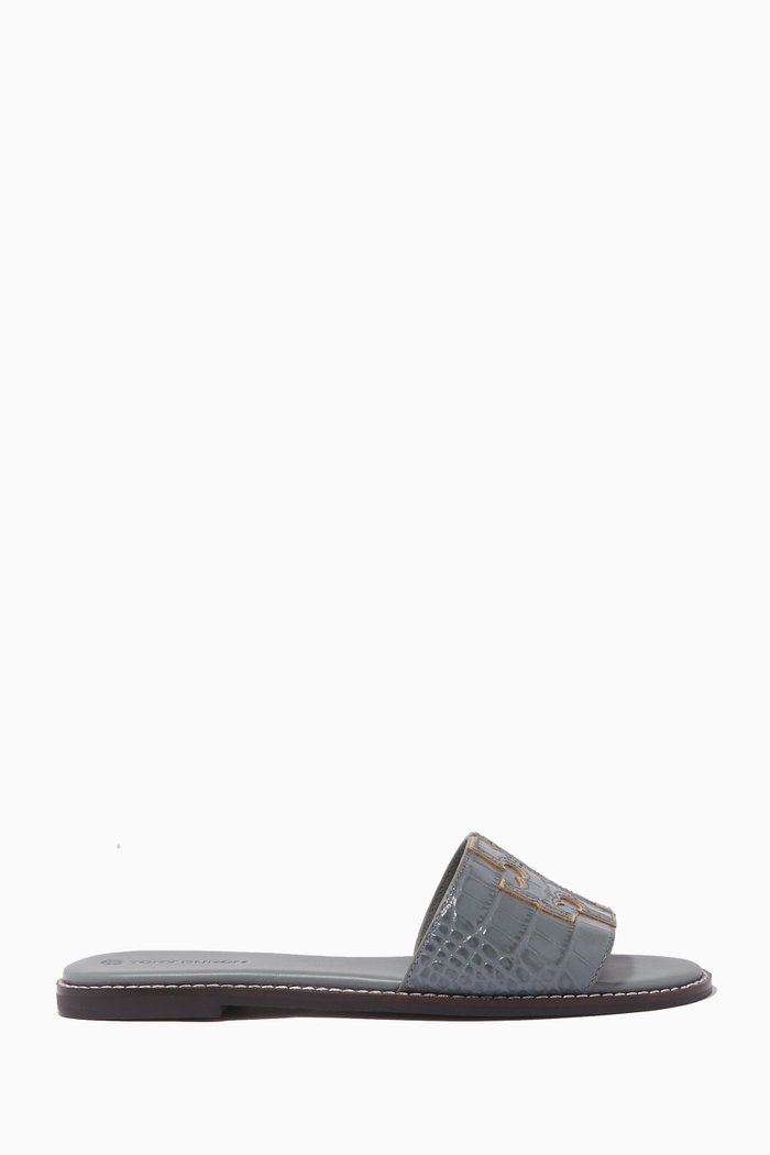 

Ines Slides in Leather, Grey