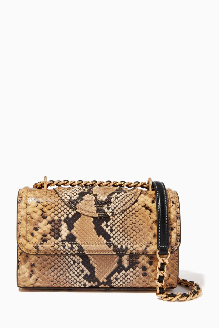 

Fleming Exotic Small Convertible Bag in Snake-print Leather, Multicolour