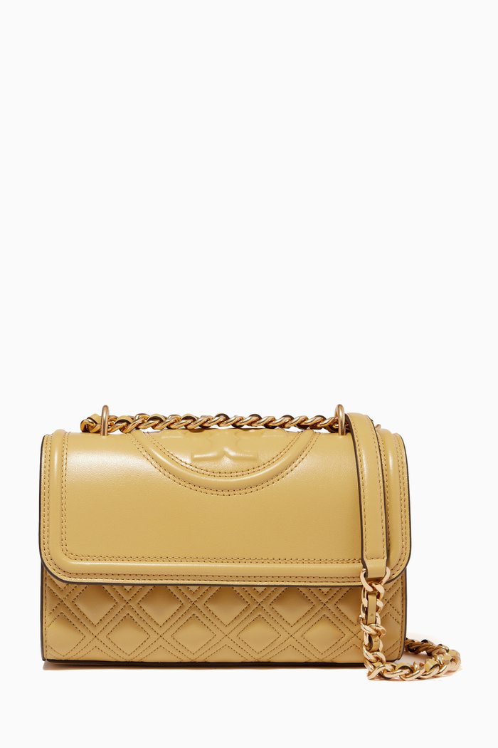 

Fleming Small Convertible Shoulder Bag in Leather, Yellow