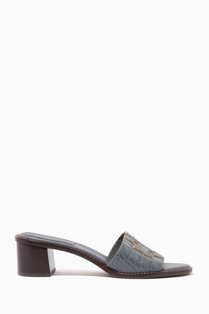 

Ines Mule Sandals in Leather, Grey