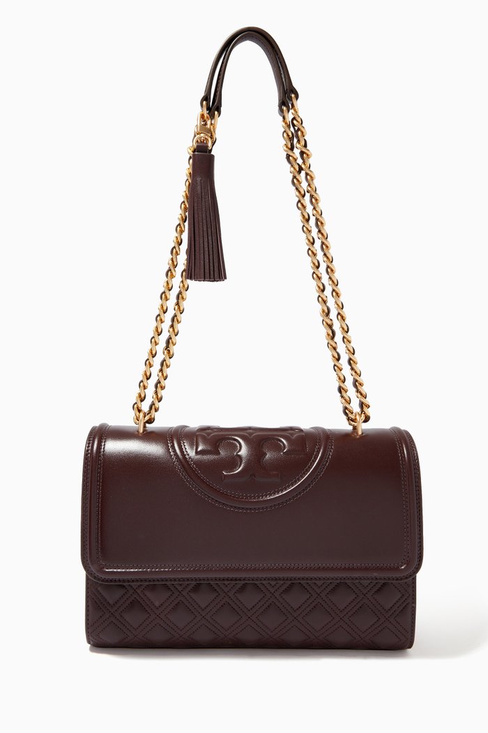 Fleming Convertible Shoulder Bag in Leather, Red