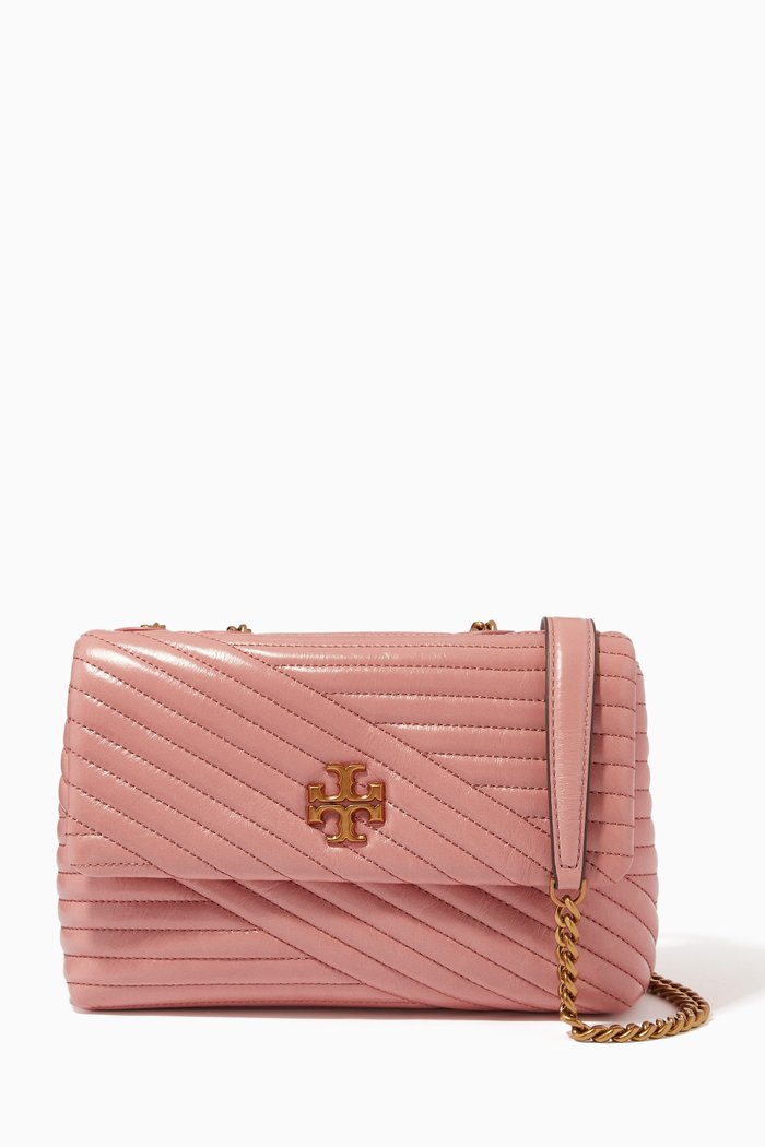 

Kira Chevron Glazed Small Convertible Bag in Leather, Pink