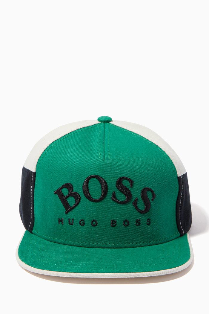 

Logo Cap in Colourblock Cotton Twill, Green