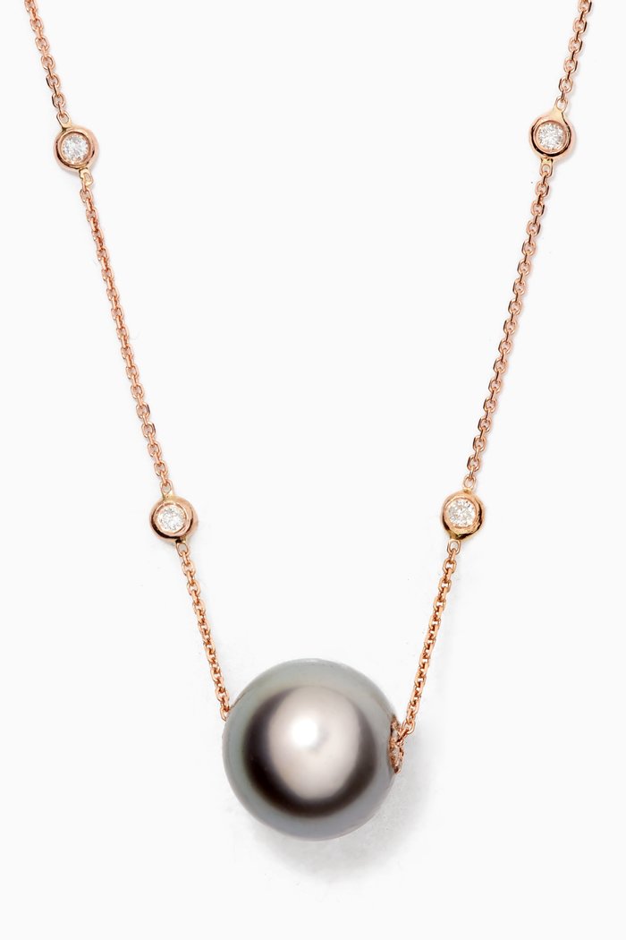 Links of Love Pearl & Diamond Necklace in 18kt Rose Gold