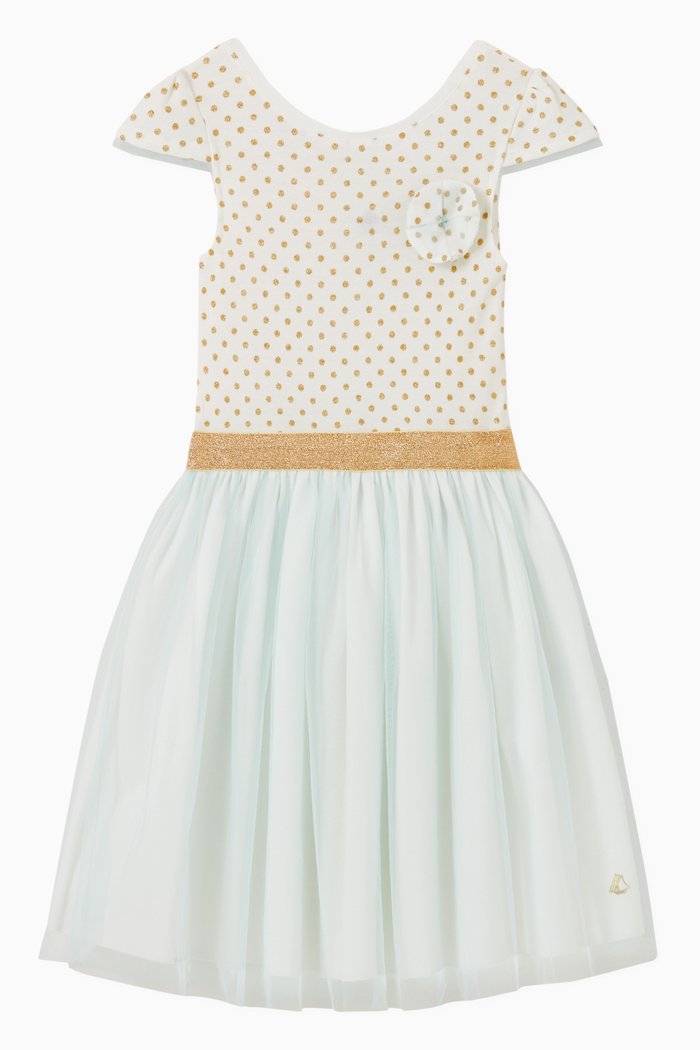 

Dress in Glitter Polka Cotton Linen & Tulle, Multicolour