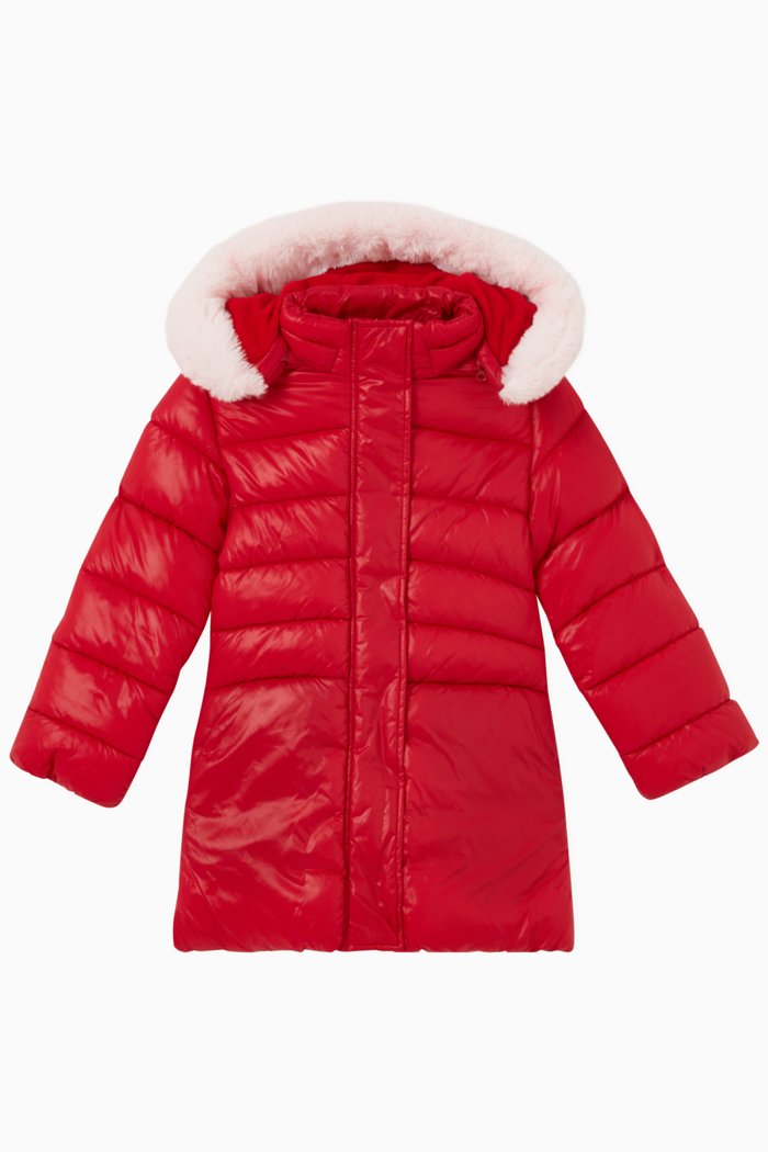 

Mid-length Quilted Puffer Jacket in Waterproof Fabric, Red