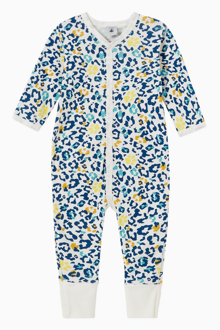 

Glow-in-the-Dark Sleepsuit with Detachable Feet in Panther Cotton Rib Knit, Multicolour