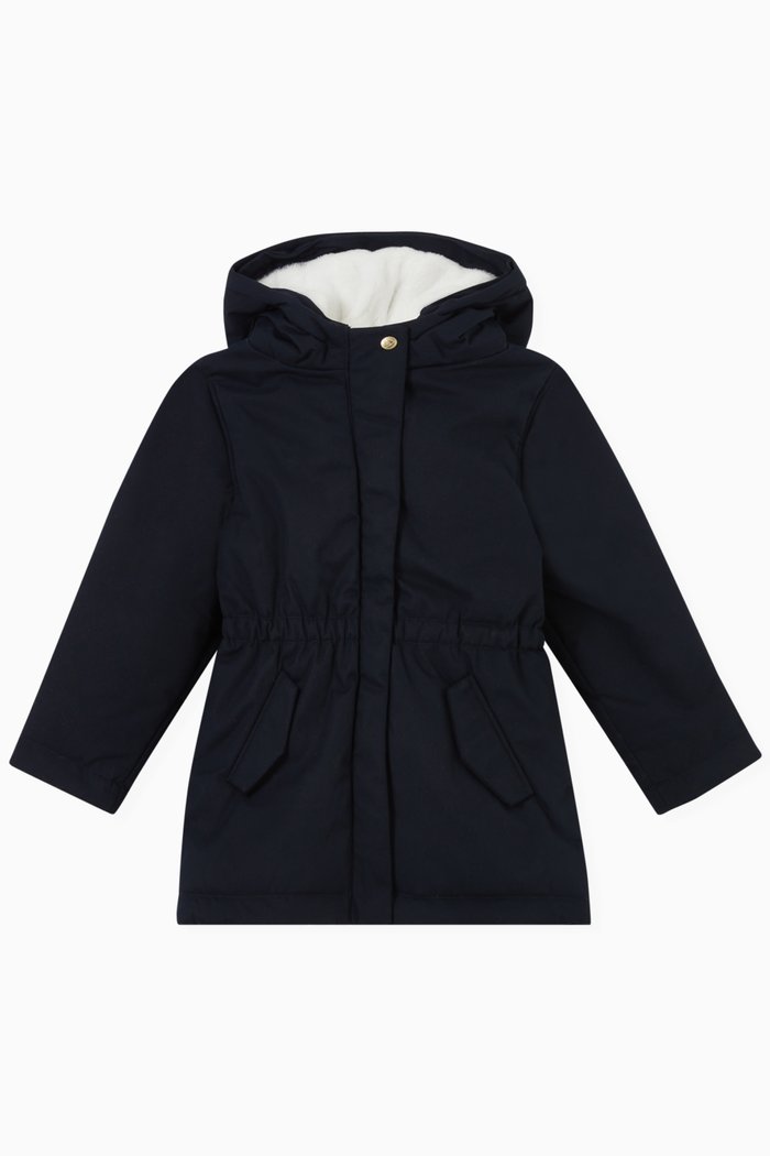 

Mid-length Parka in Coated Cotton, Blue