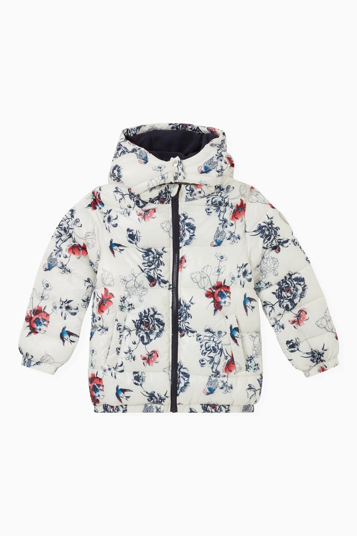 

Quilted Puffer Jacket in Japanese Print Waterproof Fabric, Multicolour