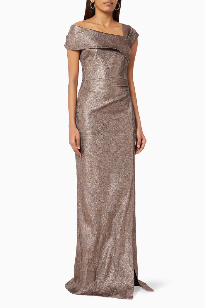 

Asymmetric Gown in Metallic Jacquard