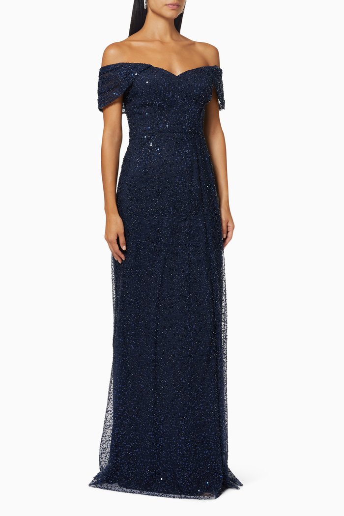 

Sweetheart Gown in Sequin Tulle, Blue