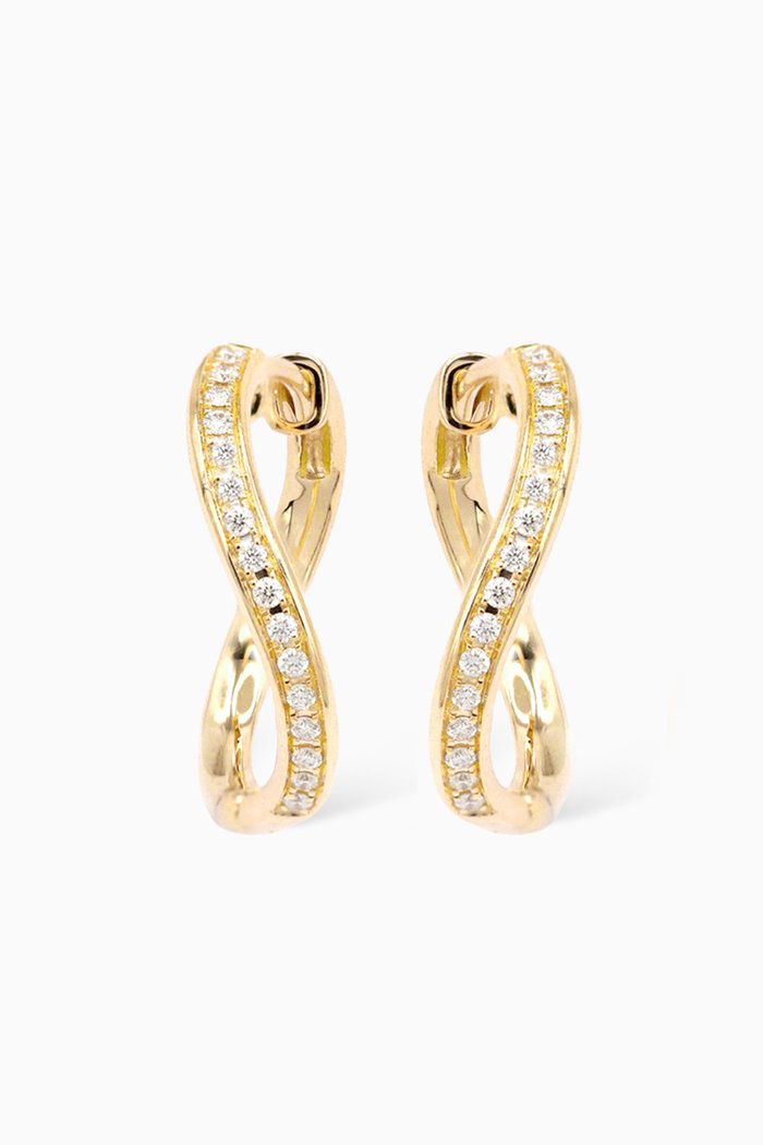 

Infinity Hoops with Diamonds in 18kt Yellow Gold