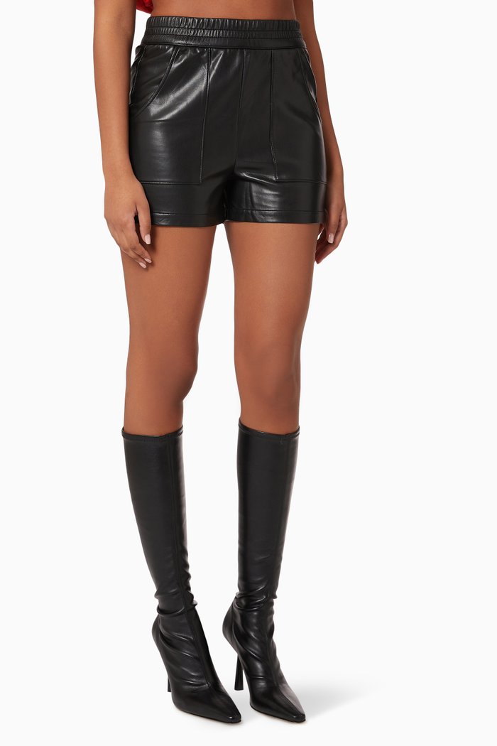

Plush Shorts in Vegan Leather, Black