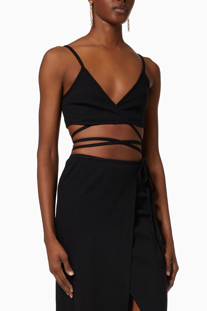 

Tie Wrap Bralette in Mass Rib, Black