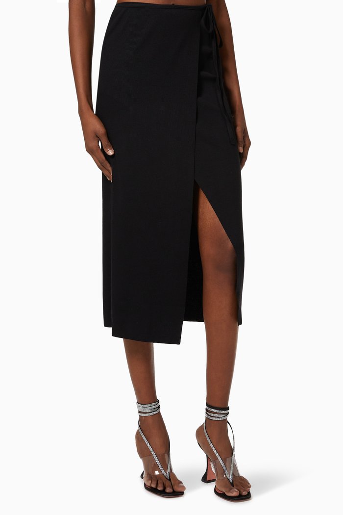 

Tie Wrap Skirt in Mass Rib, Black