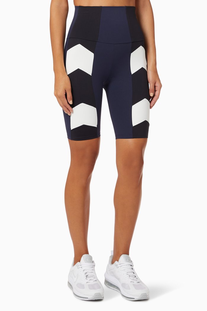 Front Arrow Biker Shorts, Blue
