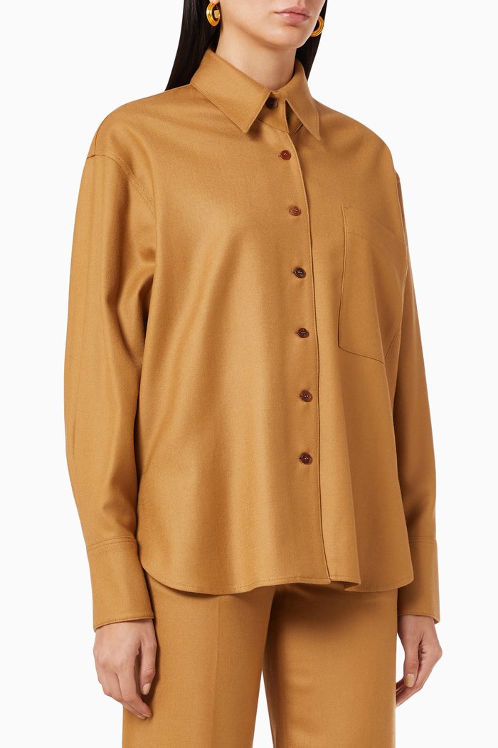 

Large Pocket Shirt in Wool, Brown