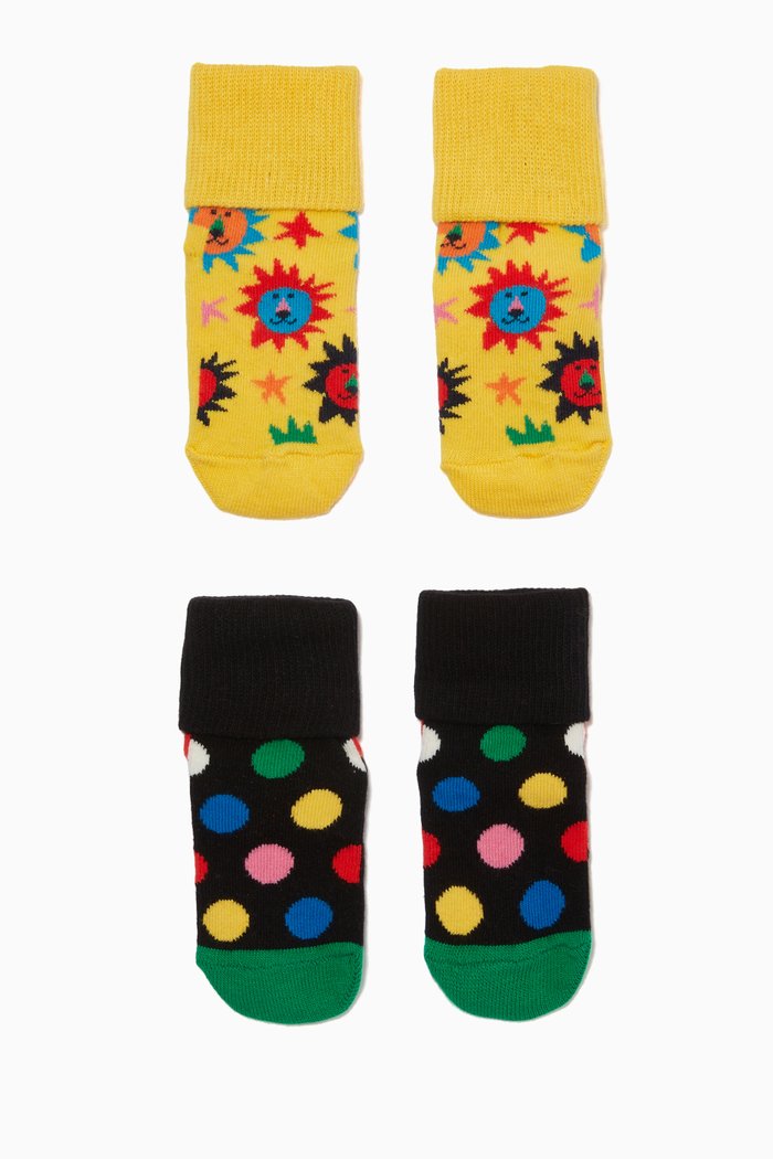 Anti-slip Lion Socks, Set of 2, Multicolour
