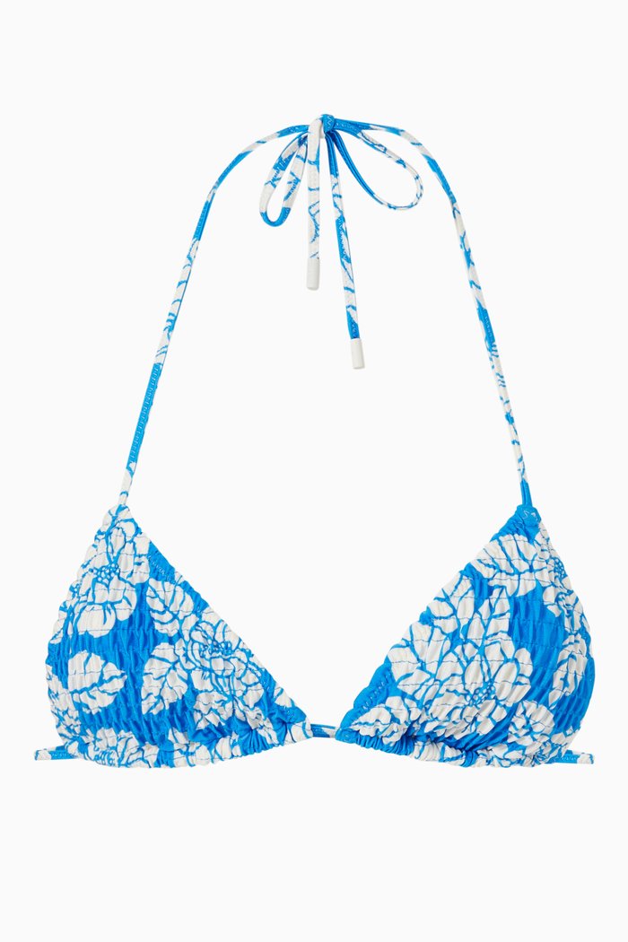 

Vinica Bikini Top in Textured Nylon, Blue