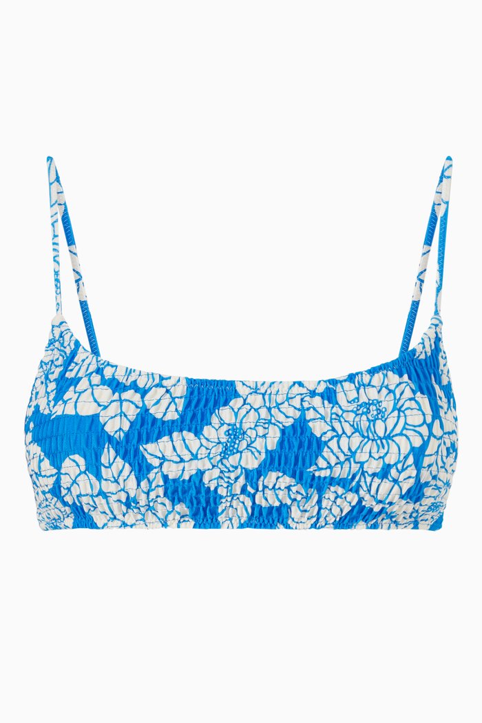 

Inesa Bikini Top in Textured Nylon, Blue