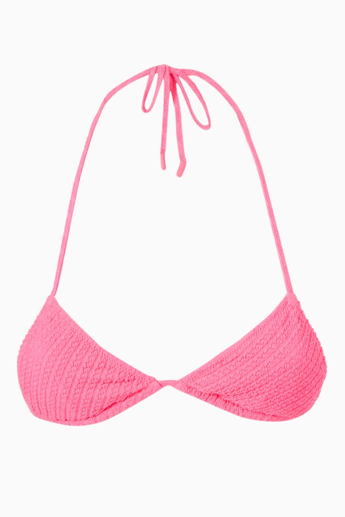 Arias Bikini Top in Textured Nylon, Pink