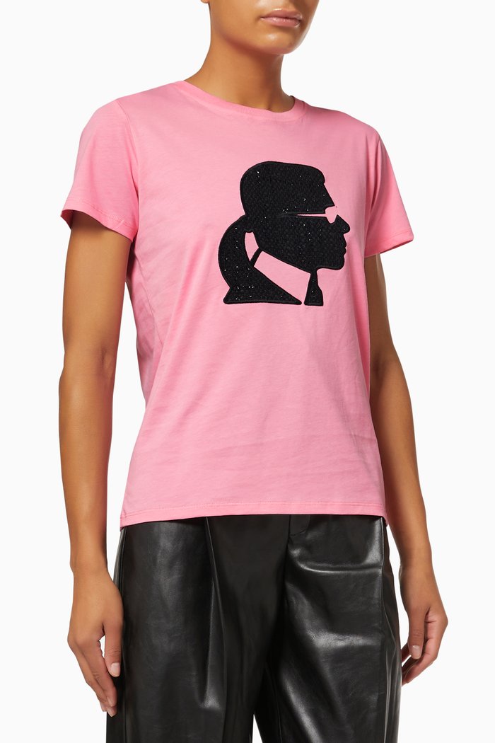 

Bouclé Karl Profile T-shirt in Organic Cotton, Pink
