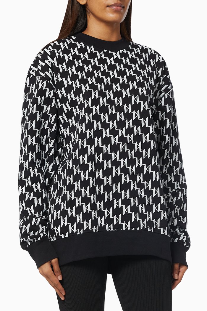 

KL Monogram Unisex Sweatshirt in Fleece, Black