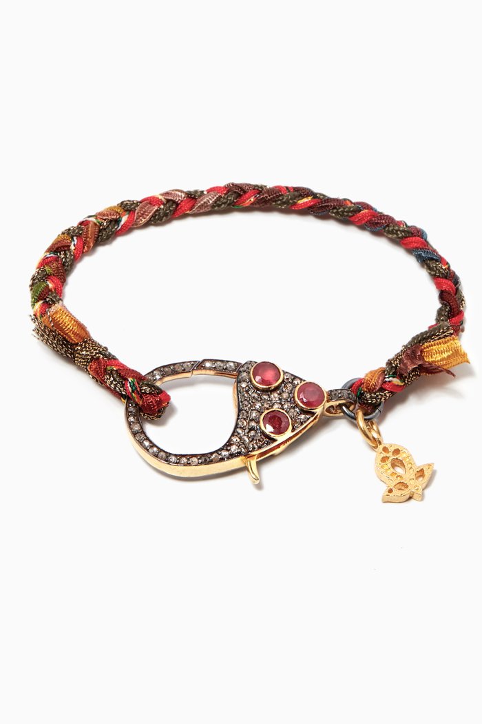 

Small Clasp Ruby & Diamond Bracelet in Sterling Silver, Red