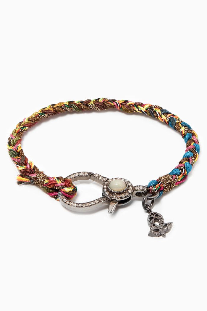 

Small Clasp Diamond Bracelet in Sterling Silver, Red