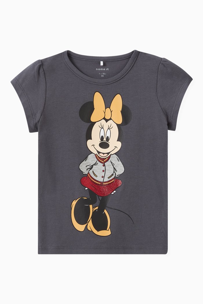 

Minnie Mouse Print T-shirt in Stretch Cotton, Grey