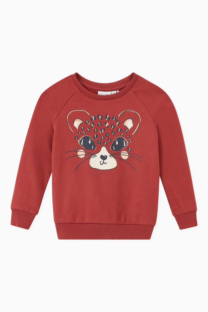 

Animal Print Sweatshirt in Organic Cotton, Brown