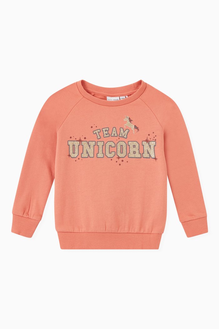 

Unicorn Print Sweatshirt in Organic Cotton, Pink
