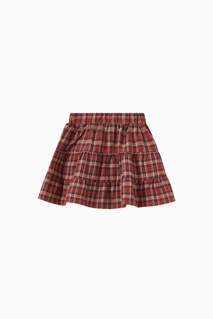 

Checked Skirt in Recycled Polyester Blend, Brown