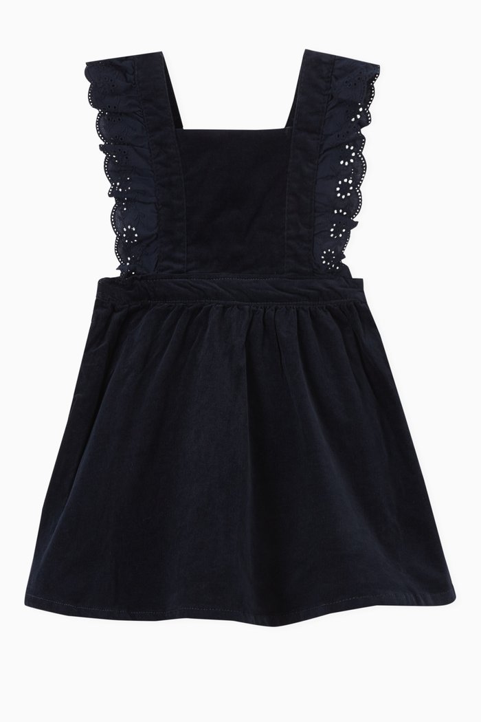

Lace Trim Dress in Organic Cotton, Blue