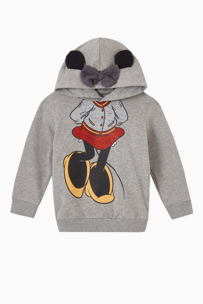 

Minnie Mouse Hoodie in Stretch Cotton, Grey
