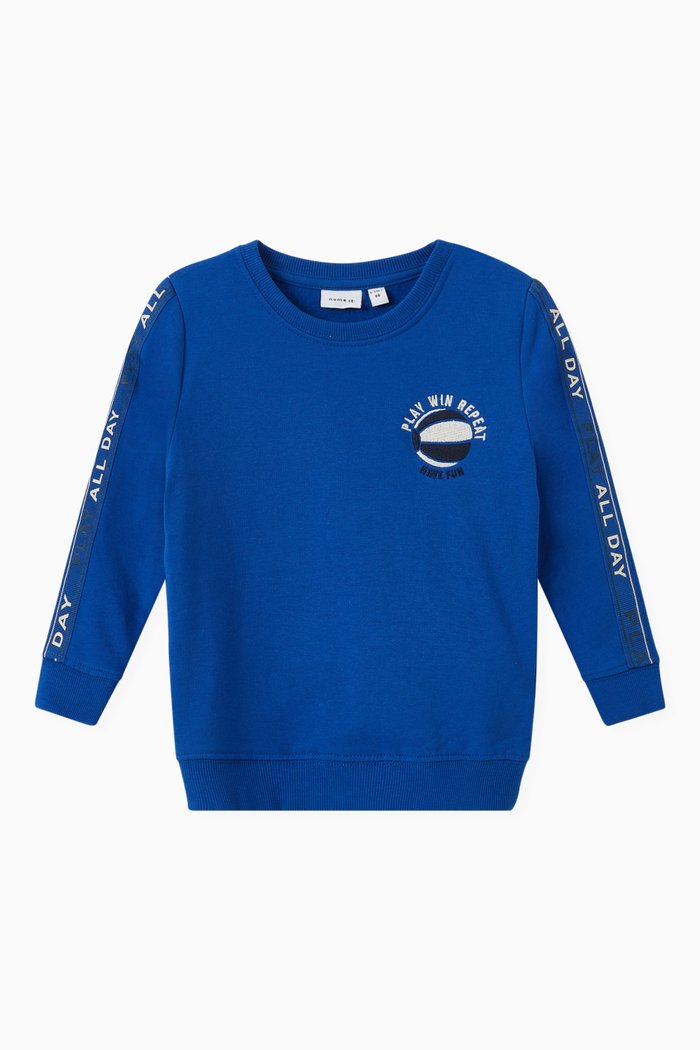 

All-over Print Sweatshirt in Organic Cotton, Blue
