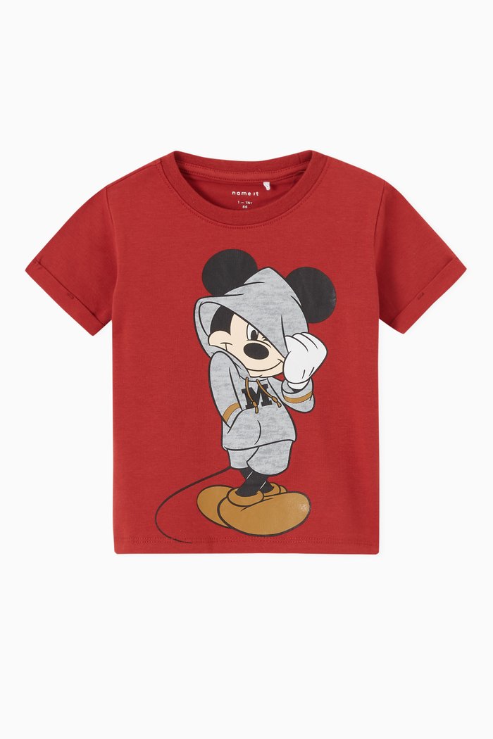 

Mickey Mouse Print T-shirt in Stretch Cotton, Brown