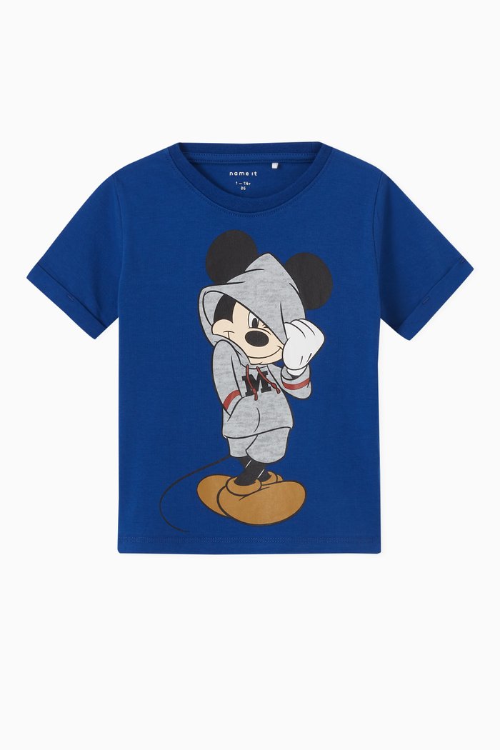 

Mickey Mouse Print T-shirt in Stretch Cotton, Blue