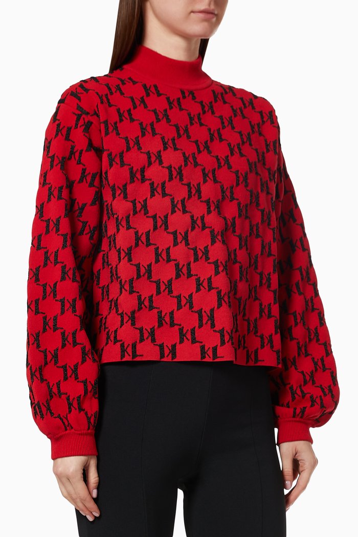 

KL 3D Monogram Sweater in Knit Jacquard, Black