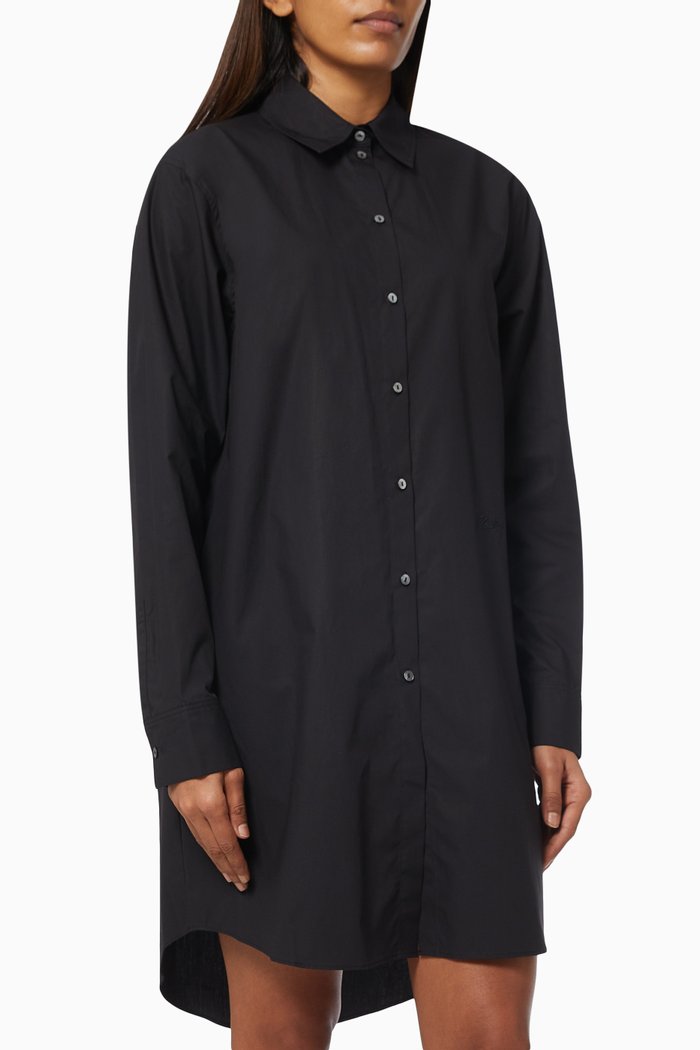 

Ikonik Rhinestone Tunic Shirt in Cotton Poplin, Black