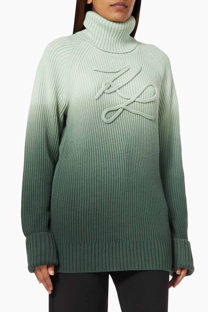 

KL Logo Gradient Sweatshirt in Wool-blend Knit, Green