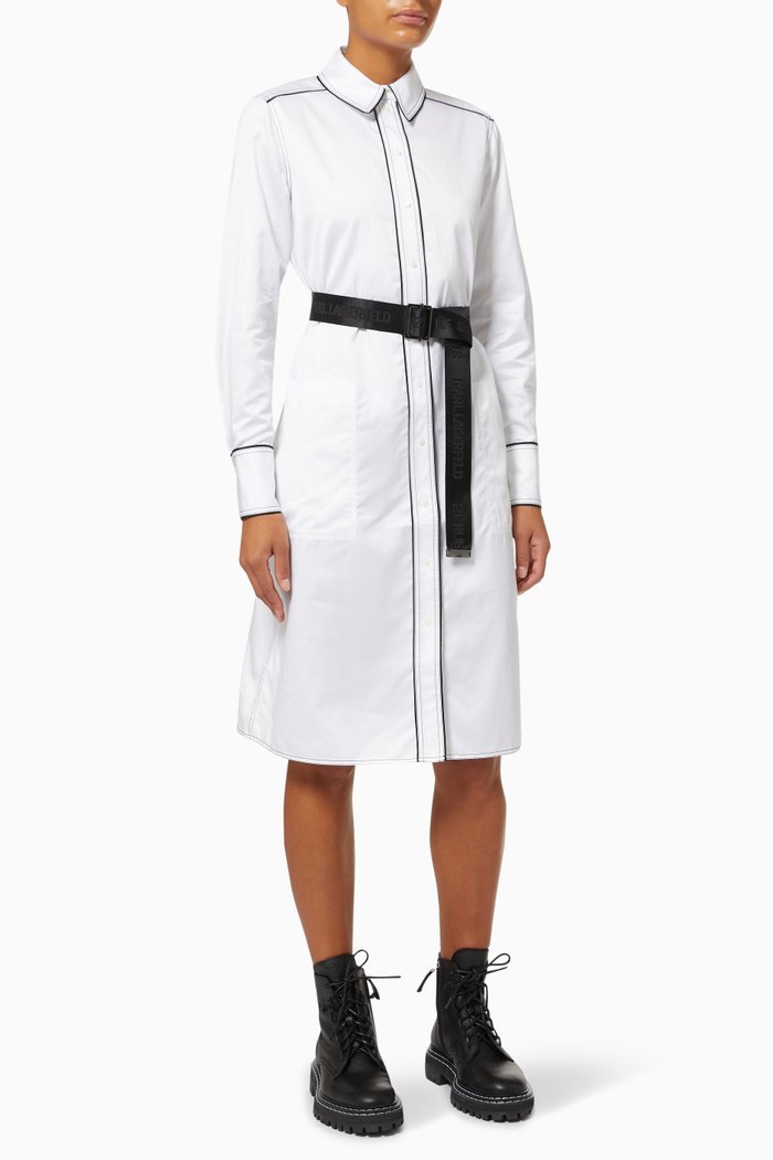 

Pipe Lined Shirt Dress, White