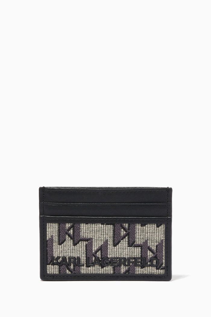 

K/Monogram Cardholder in Leather & Woven Fabric, Multicolour