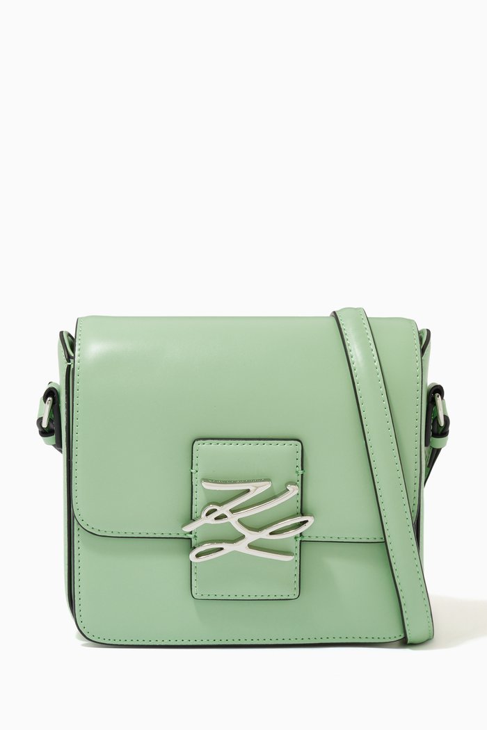 

K/Autograph Crossbody Bag in Leather, Green