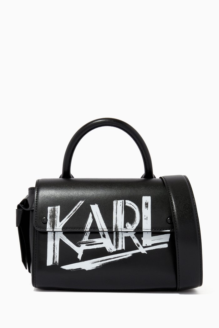 

K/Ikon Mini Art Deco Bag in Leather, Black