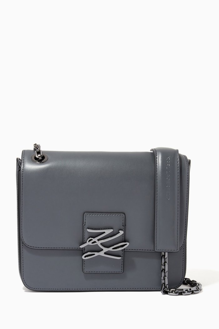 

K/Autograph Shoulder Bag in Leather, Grey