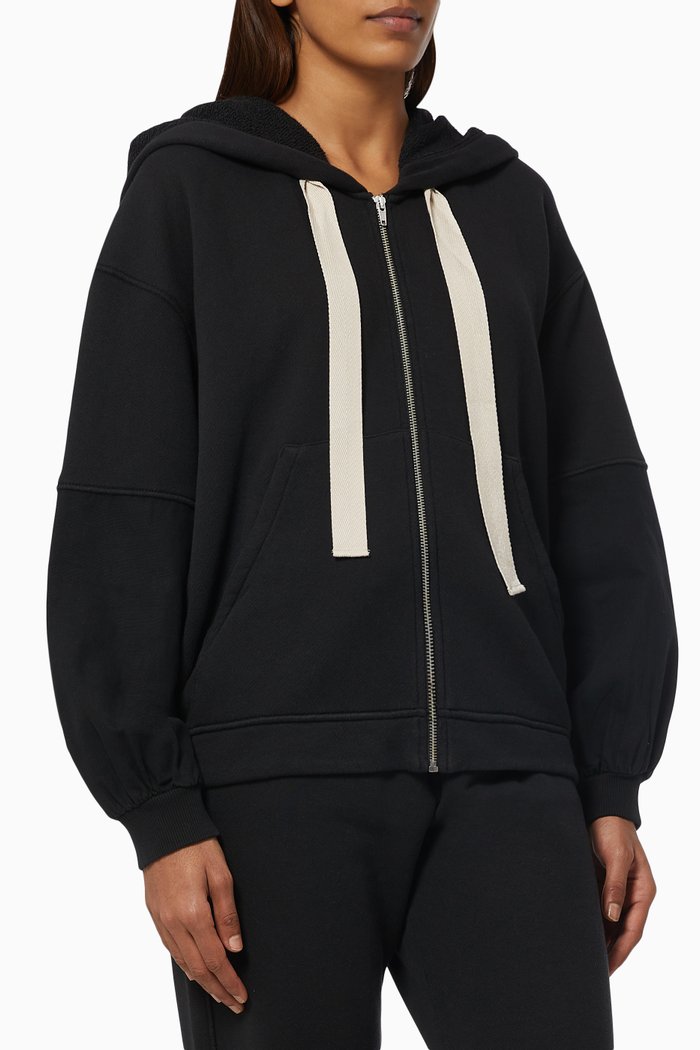 

Circe Hoodie in Fleece & Canvas, Black