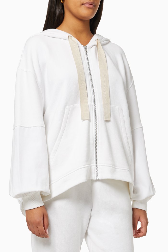 

Circe Hoodie in Fleece & Canvas, White