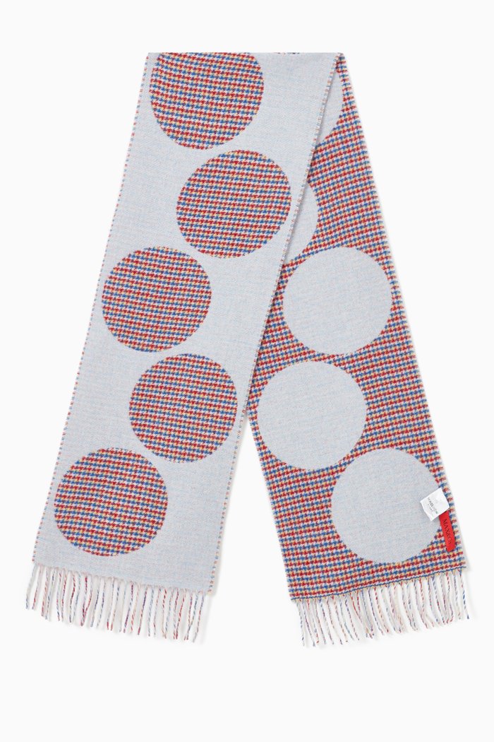 

Mentolo Maxi-dot Scarf in Wool-blend Knit, Blue